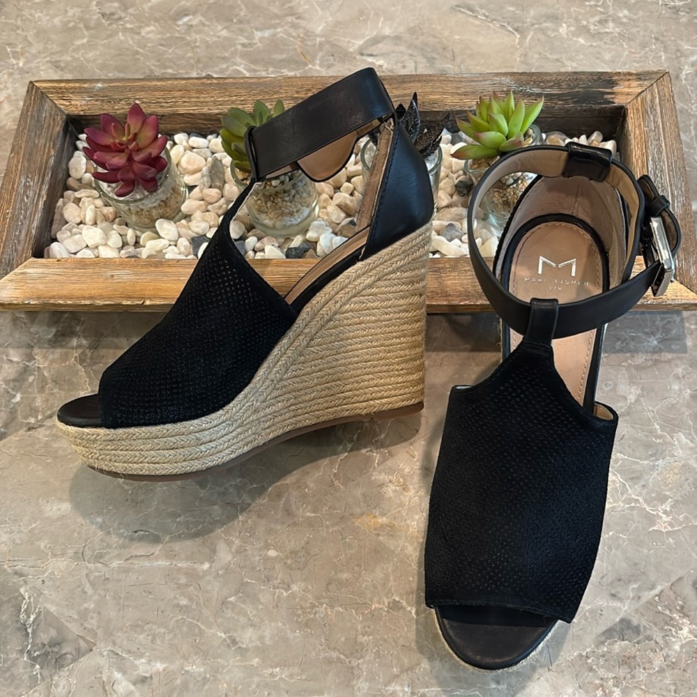Black Wedge Sandals